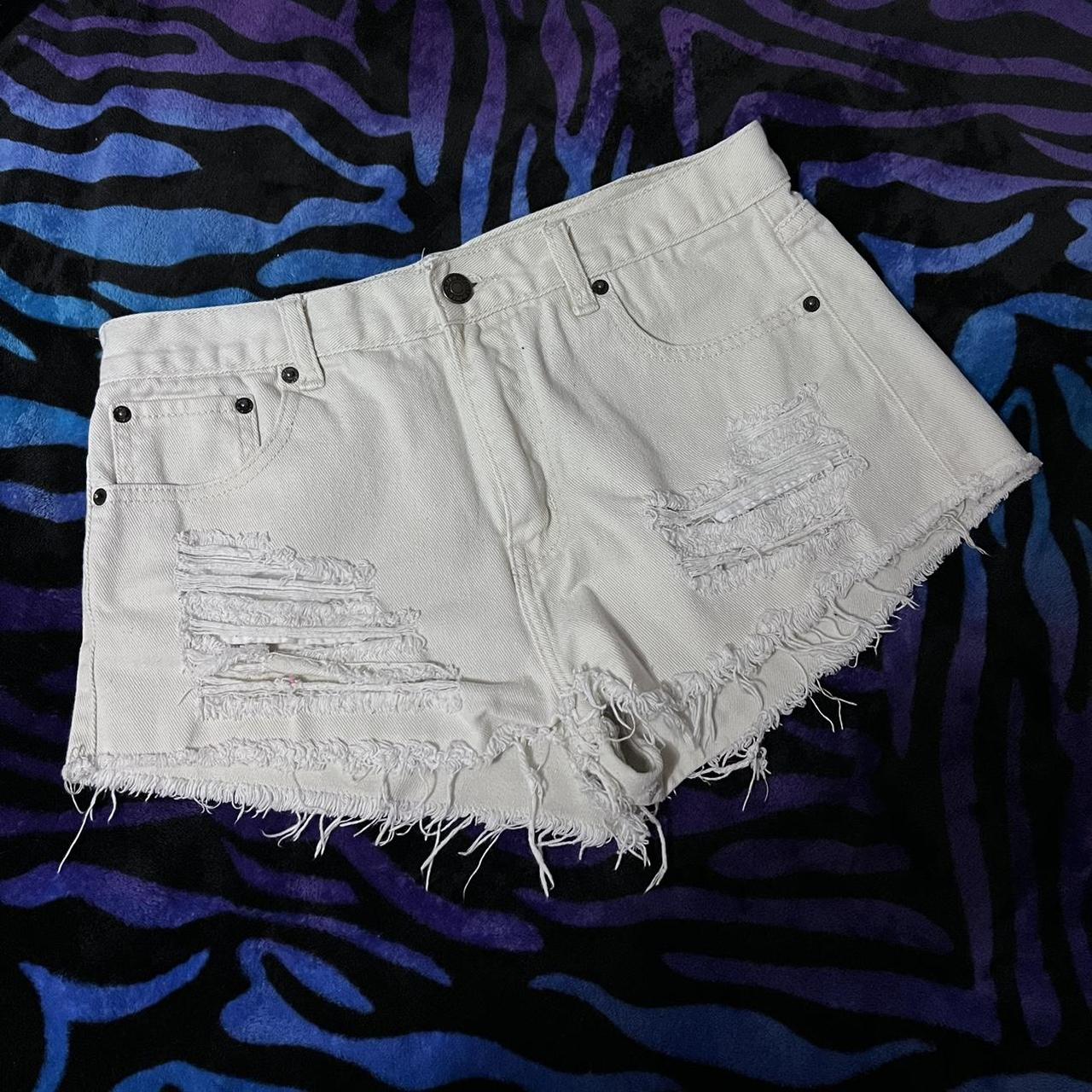 Forever 21 Shorts Womens 28 White Taupe Jeans Cuffed High Rise 2