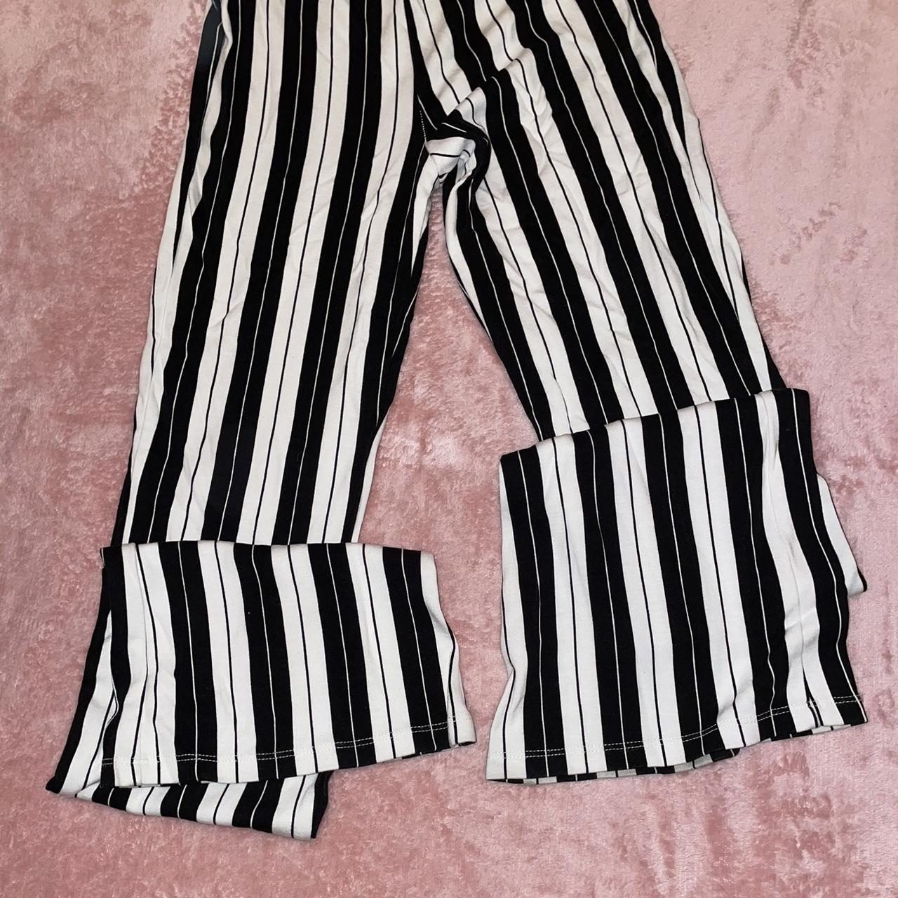 TOPSHOP BLACK & WHITE STRIPE FLARES GREAT... - Depop