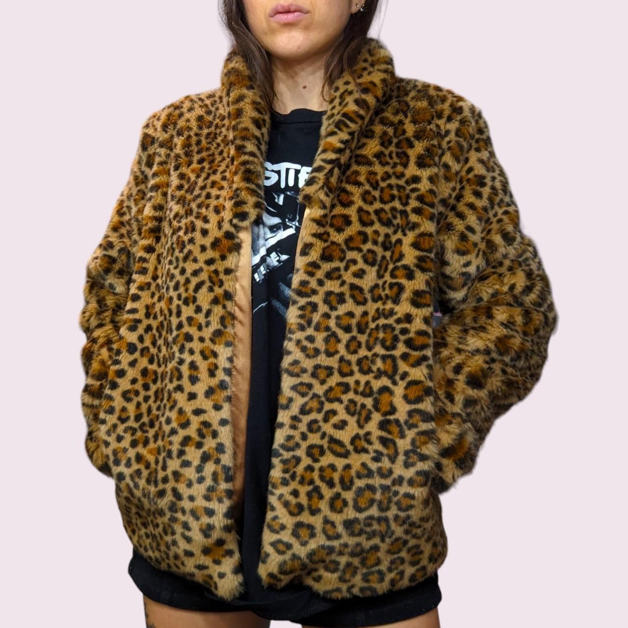 French connection fuzzy faux fur cheetah leopard... - Depop