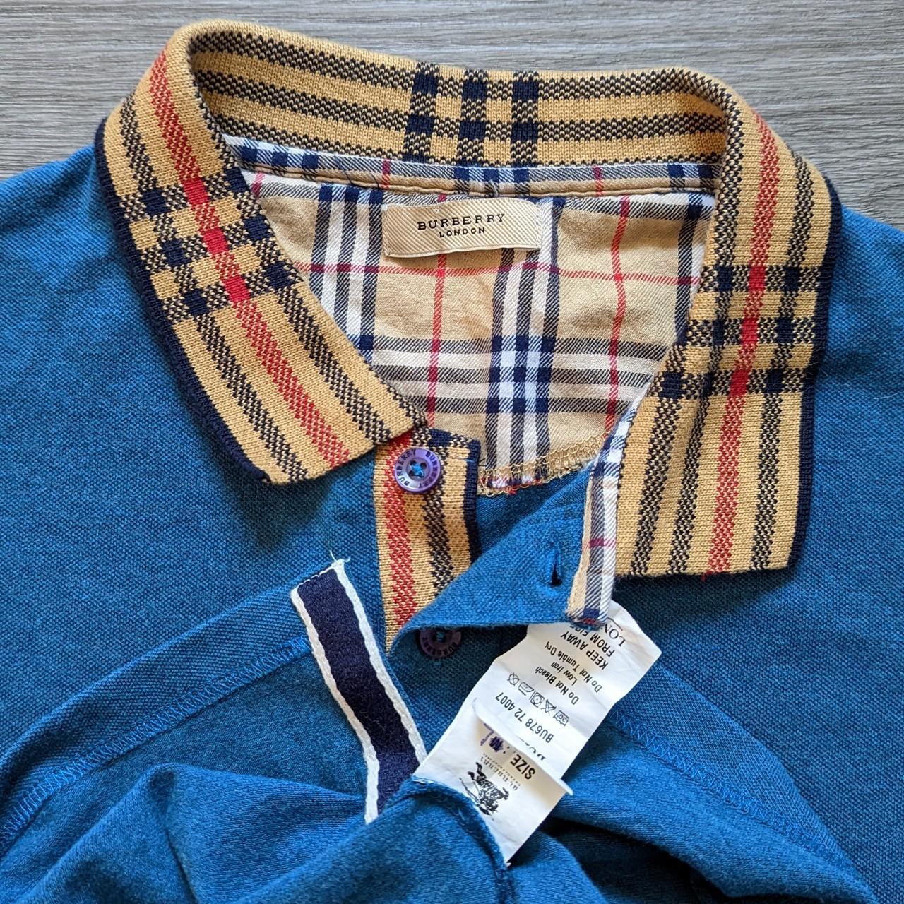 Burberry Men's Blue and Gold Polo-shirts | Depop