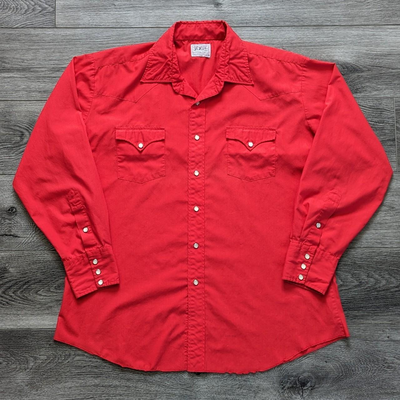 Vintage 70s H Bar C red pearl snap western shirt!, A...