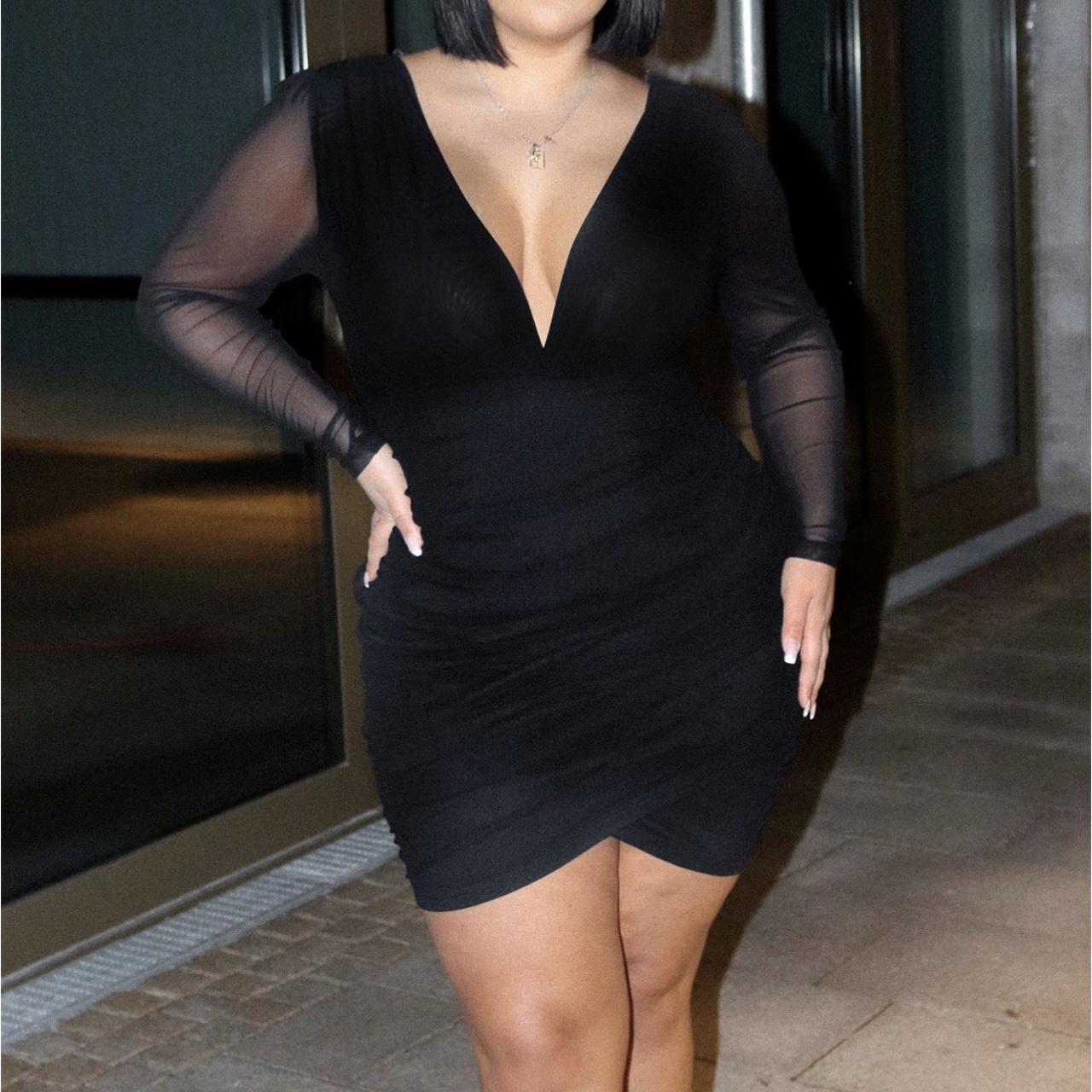 Fashion Nova Plus Size Black Sheer Mini Dress