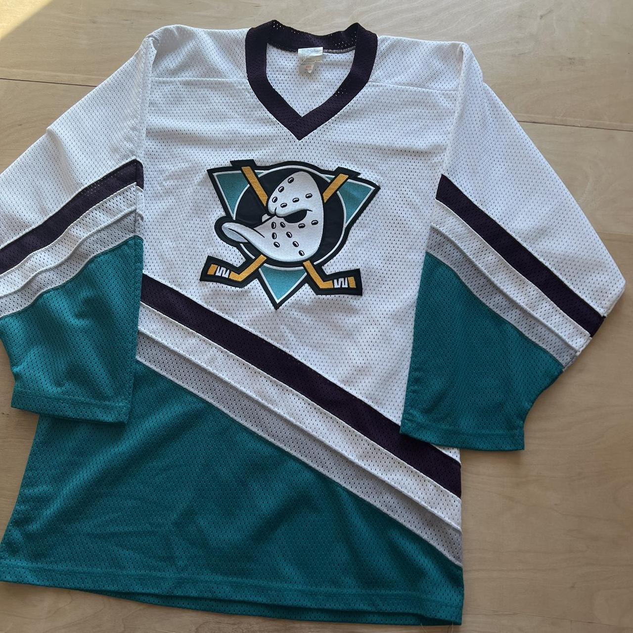 Vintage Anaheim Mighty Ducks Hockey Jersey XL White... - Depop