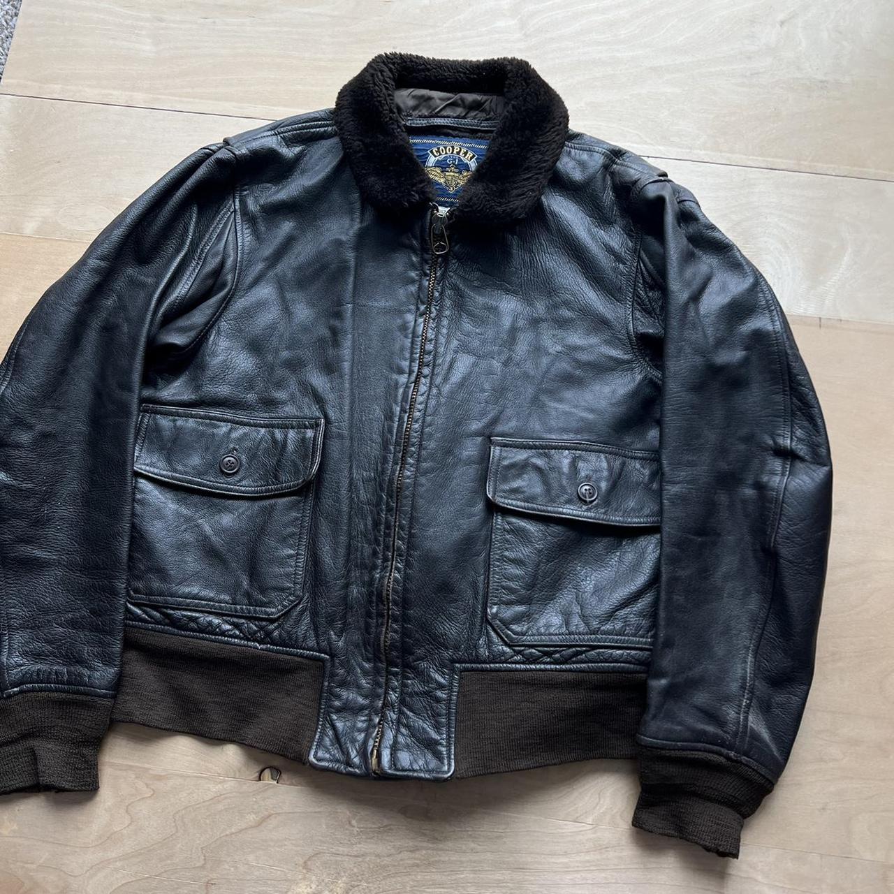 Vintage Cooper G1 Leather Bomber Jacket 42R Brown... - Depop