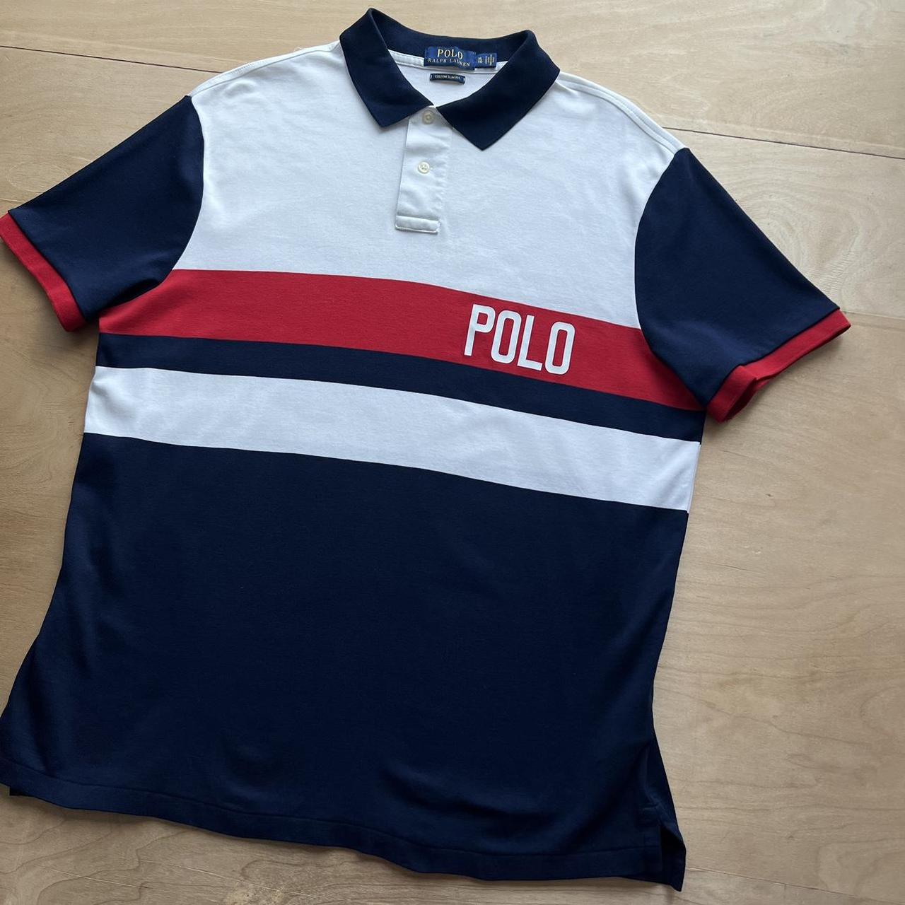 Polo Ralph Lauren Men's White and Navy Polo-shirts