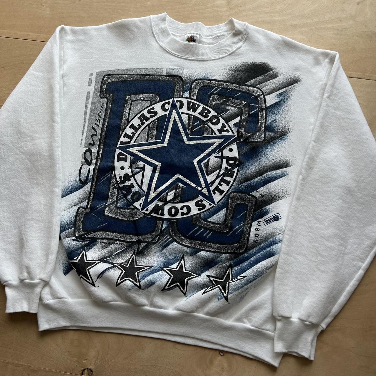 Vintage Dallas Cowboys Sweatshirt Size M/L Blue 90's - Depop