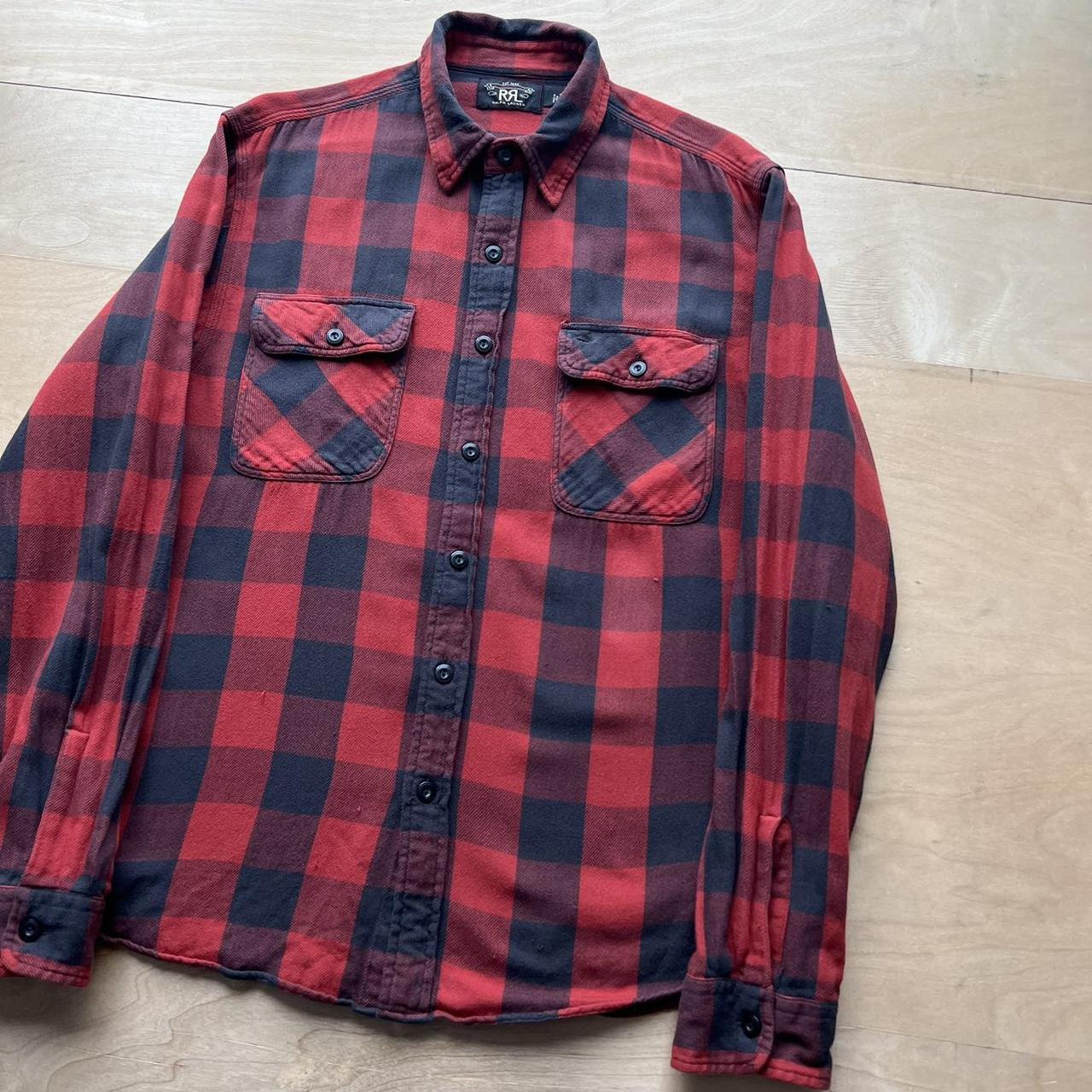 RRL by Ralph Lauren Men's Red and Black Shirt | Depop