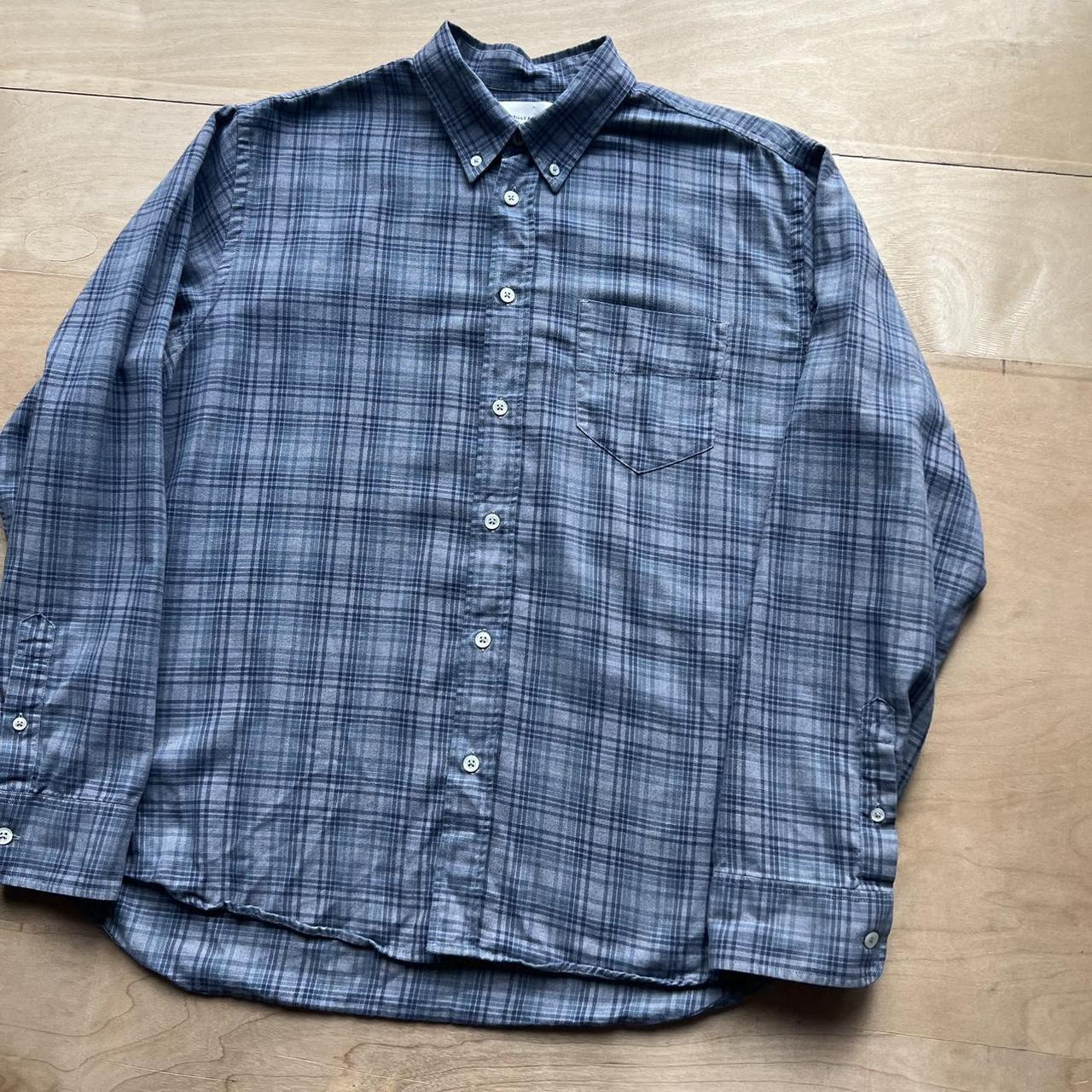 Billy Reid Shirt L Blue Striped Collared Button Up