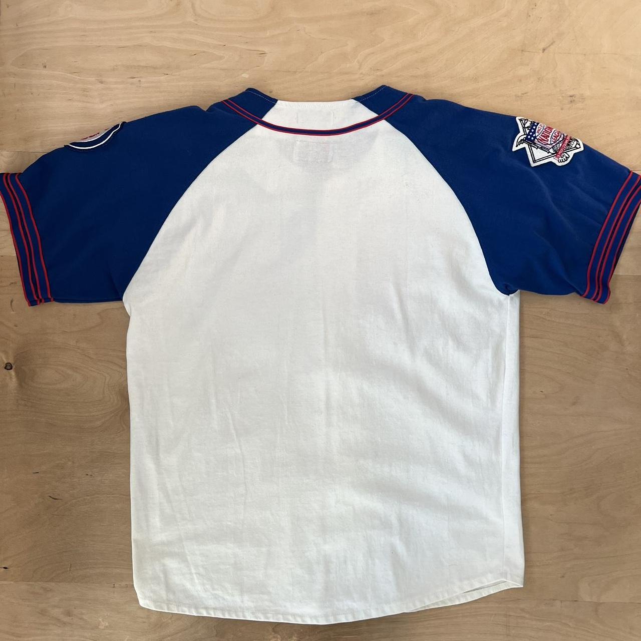 Vintage Chicago Cubs Jersey Large White Blue 90s - Depop