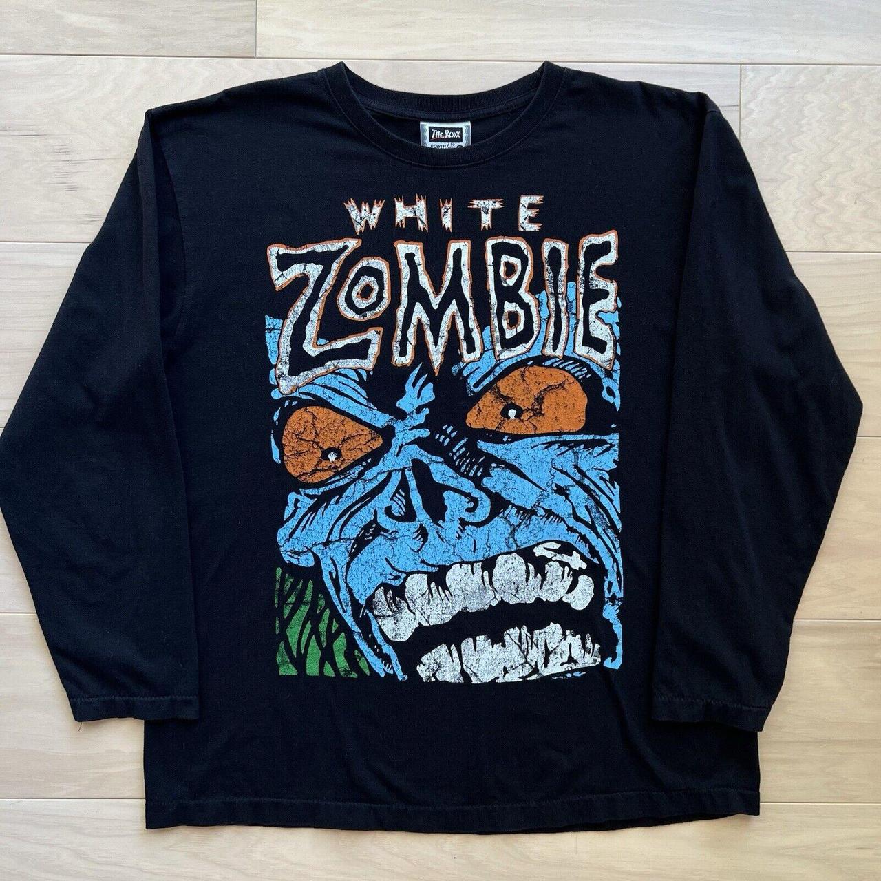 Vintage White Zombie Shirt XL Black 90s Long Sleeve | Depop