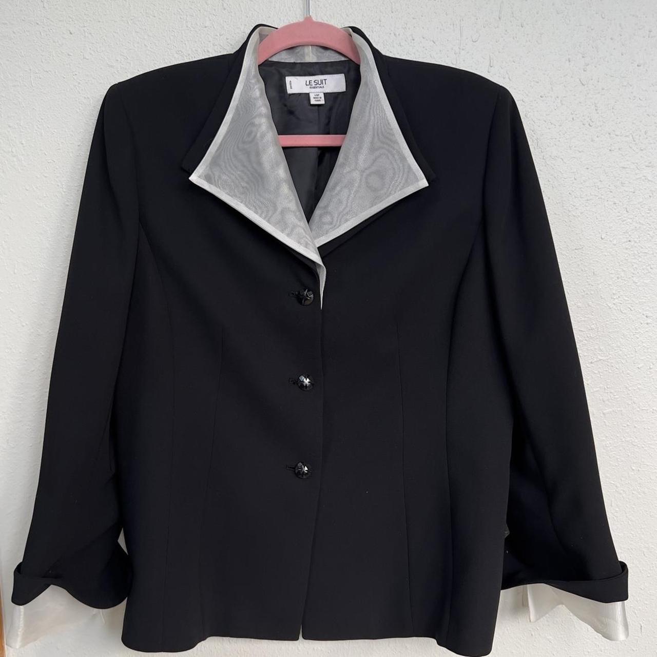 Le Suit Essentials black blazer with white organza... Depop