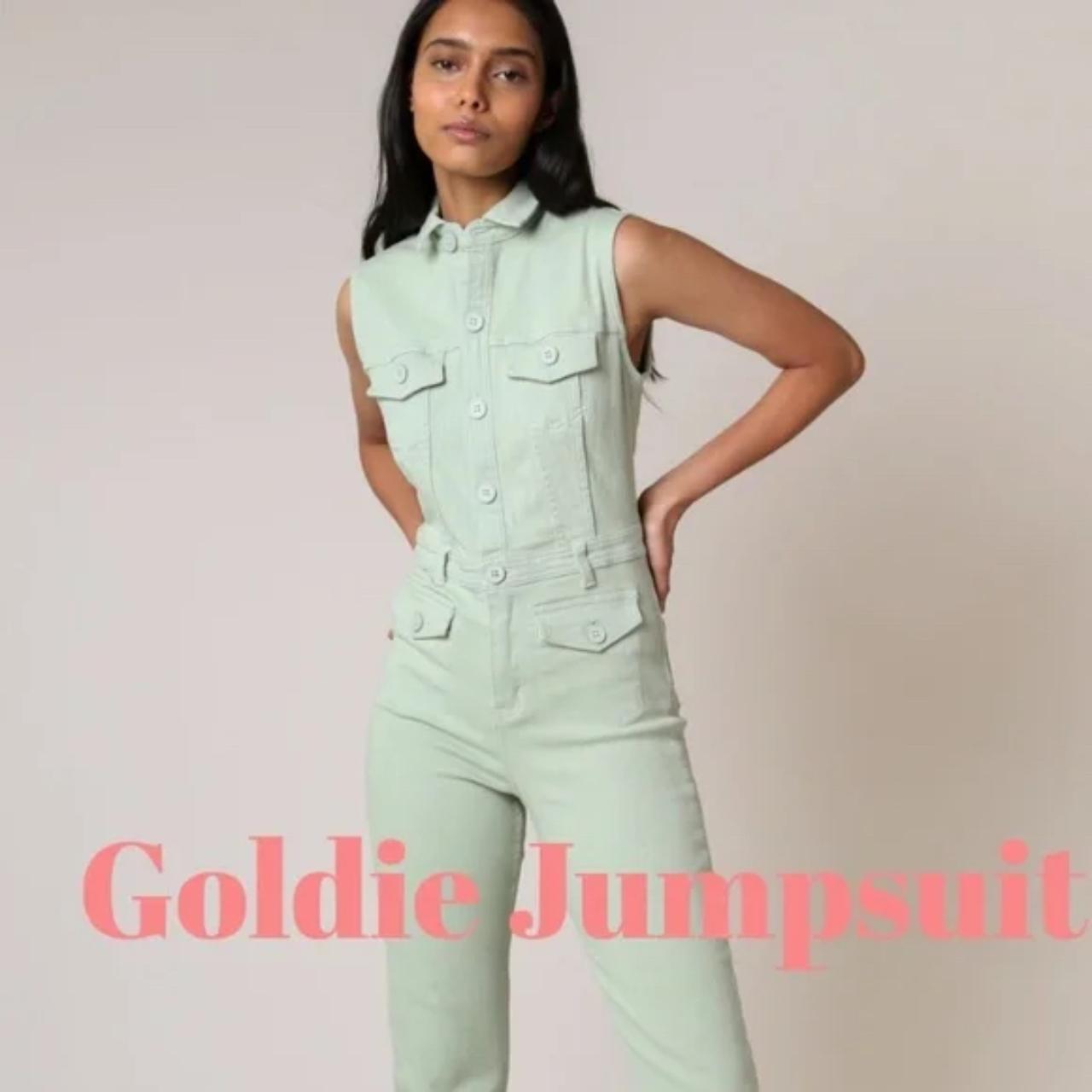 Rachel Antonoff Goldie Denim Jumpsuit in. Depop