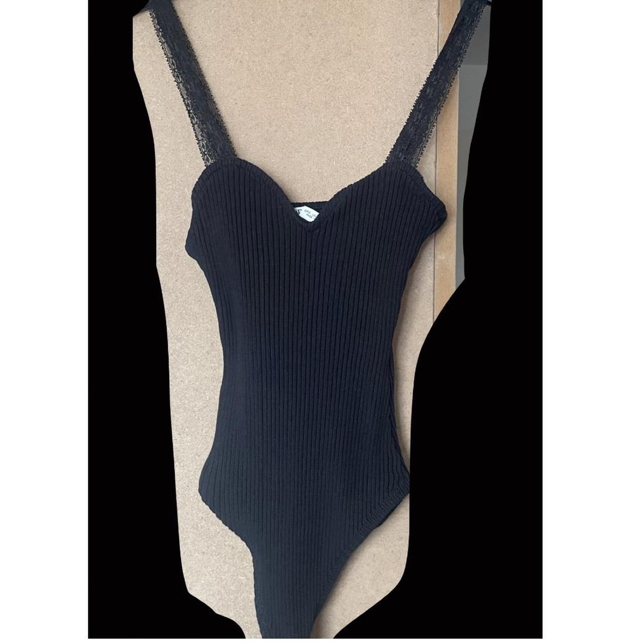 Zara Ribbed Lace Bodysuit ⭐️ Looks tiny 😂 but... Depop