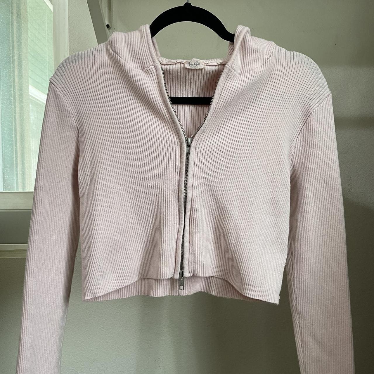 Brandy Melville Pink Double Zip Hoodie Size