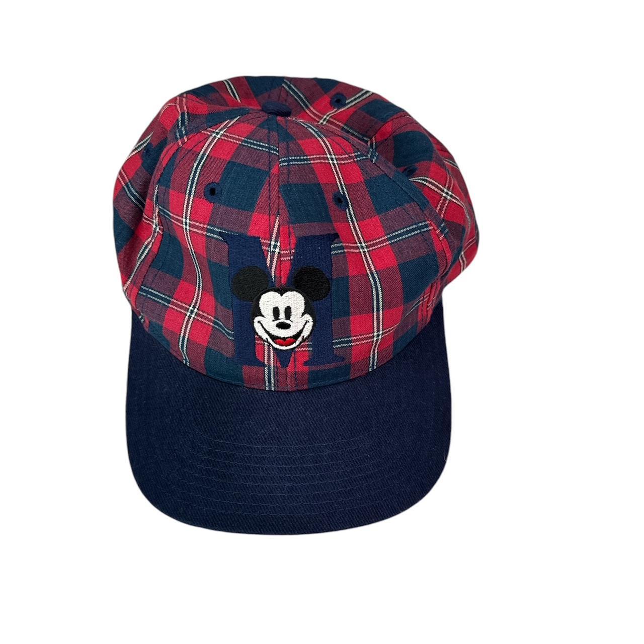 Disney Mickey Mouse red and blue plaid flat cap. Depop