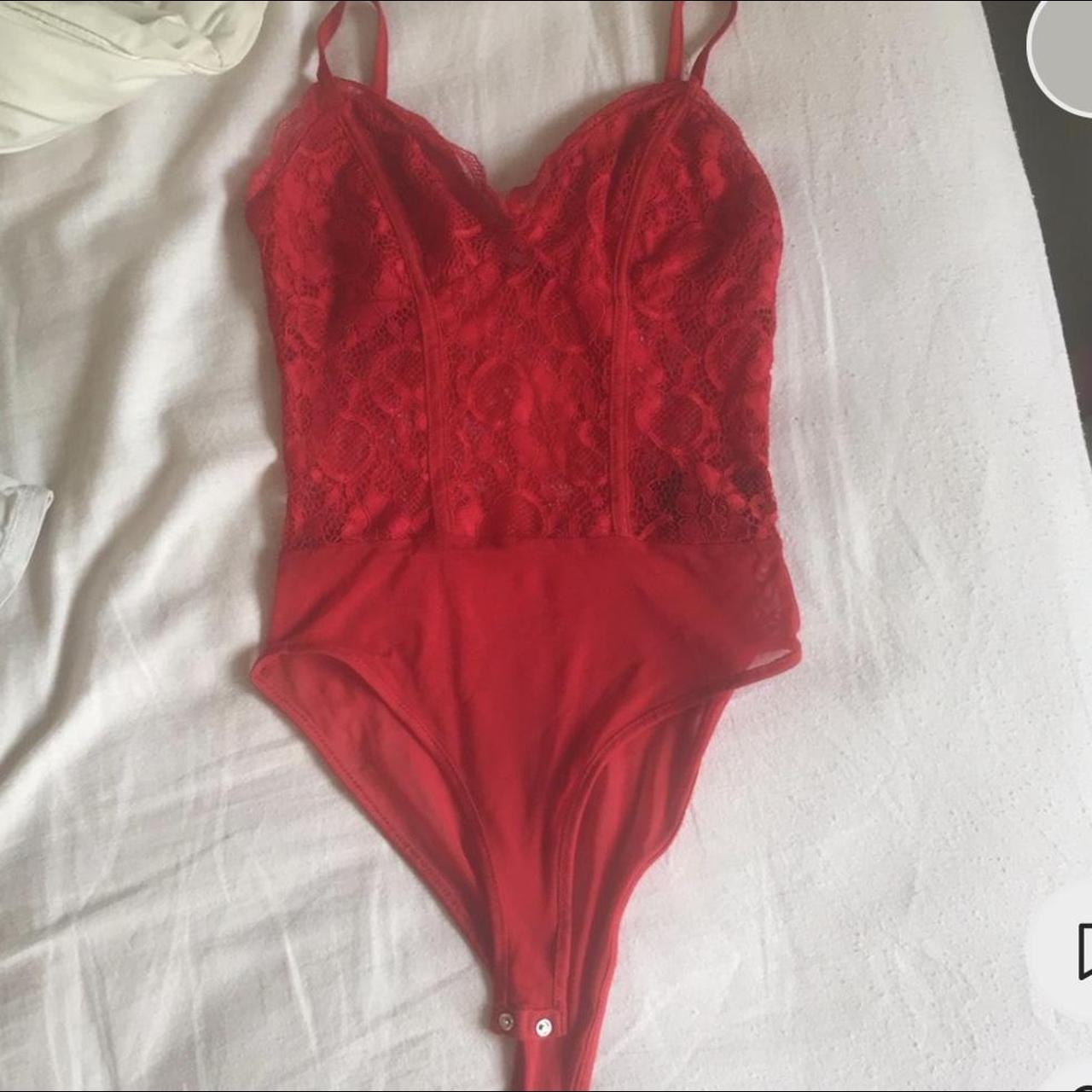 New look red lace bodysuit - perfect condition... - Depop