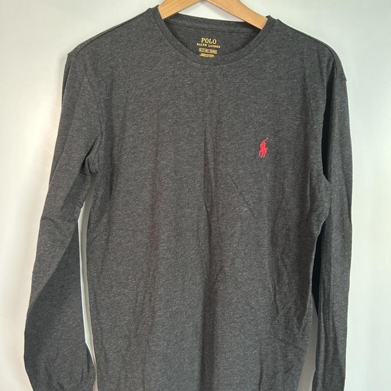 Grey Ralph Lauren long sleeve t shirt with red... - Depop