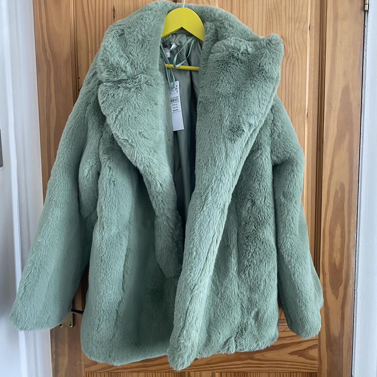 Sage green fur coat RRP 70 Never been worn new