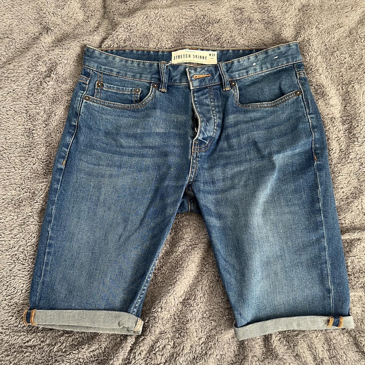 Men’s Topman stretch skinny denim shorts Uk size -... - Depop