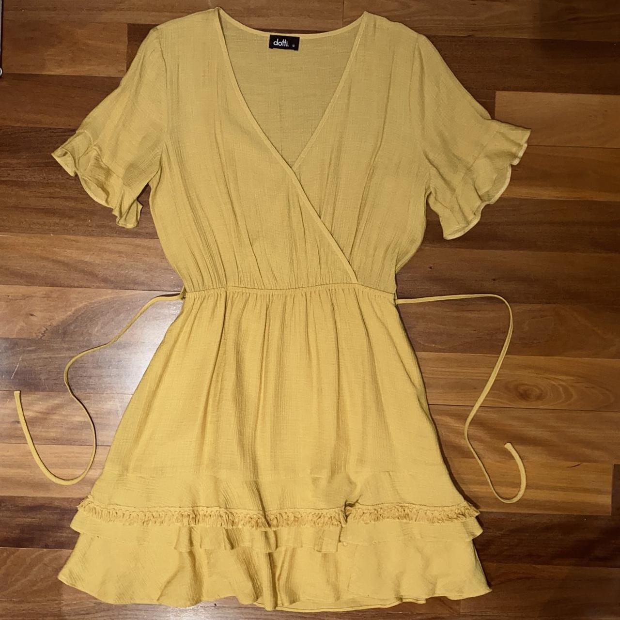 Dotti Mustard Tiered Dress 30 including postage. Depop