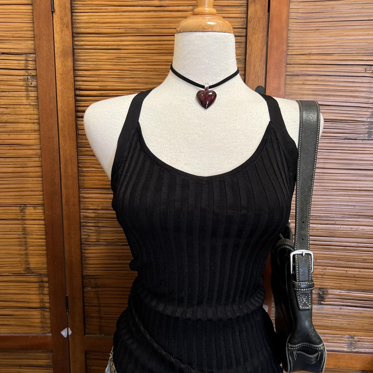 Black Ribbed Tank Top Vintage razor back cami with... - Depop