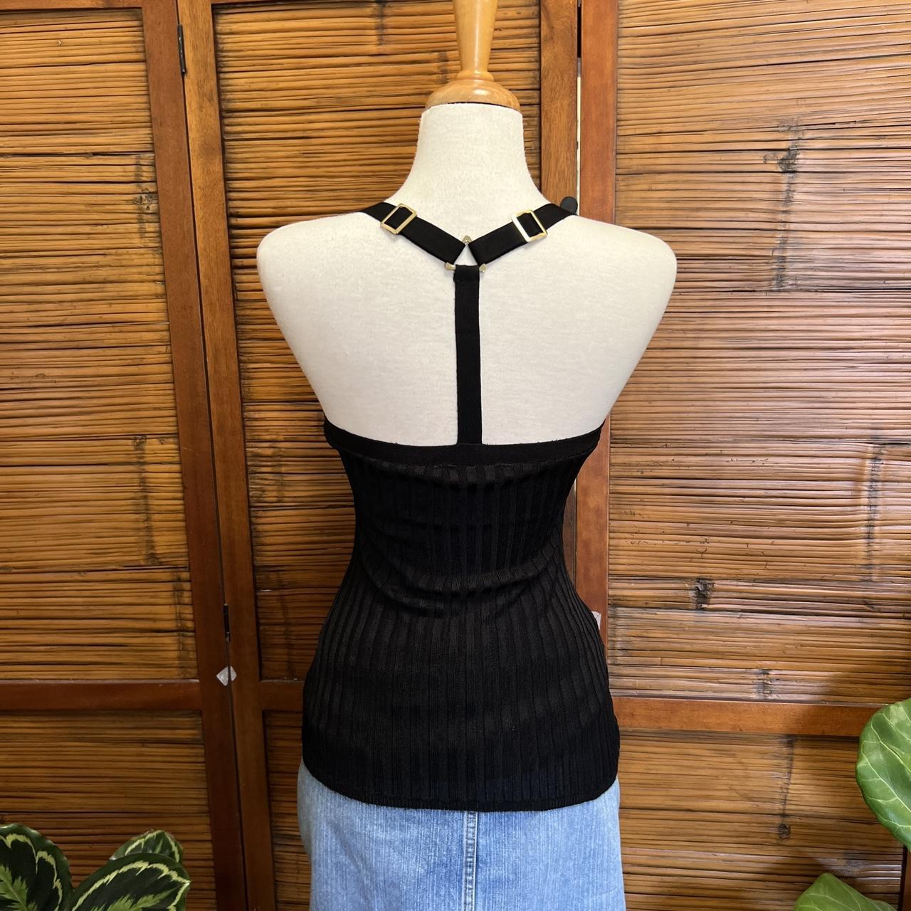 Black Ribbed Tank Top Vintage razor back cami with... - Depop