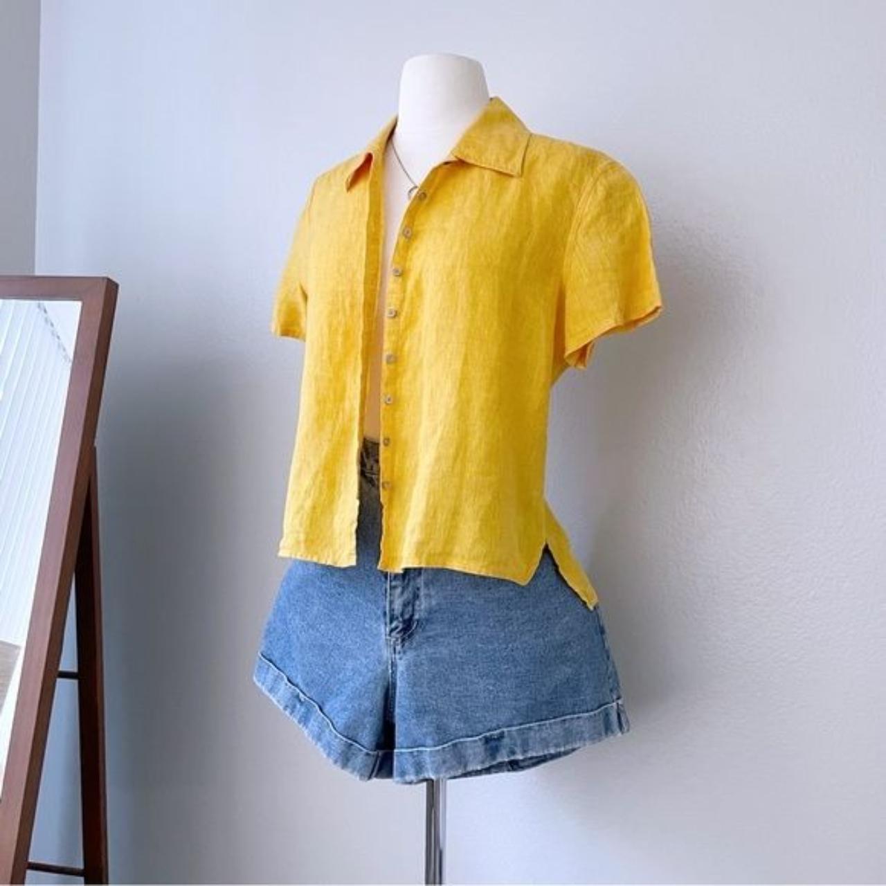 J. Jill Women's Orange and Yellow Blouse Depop