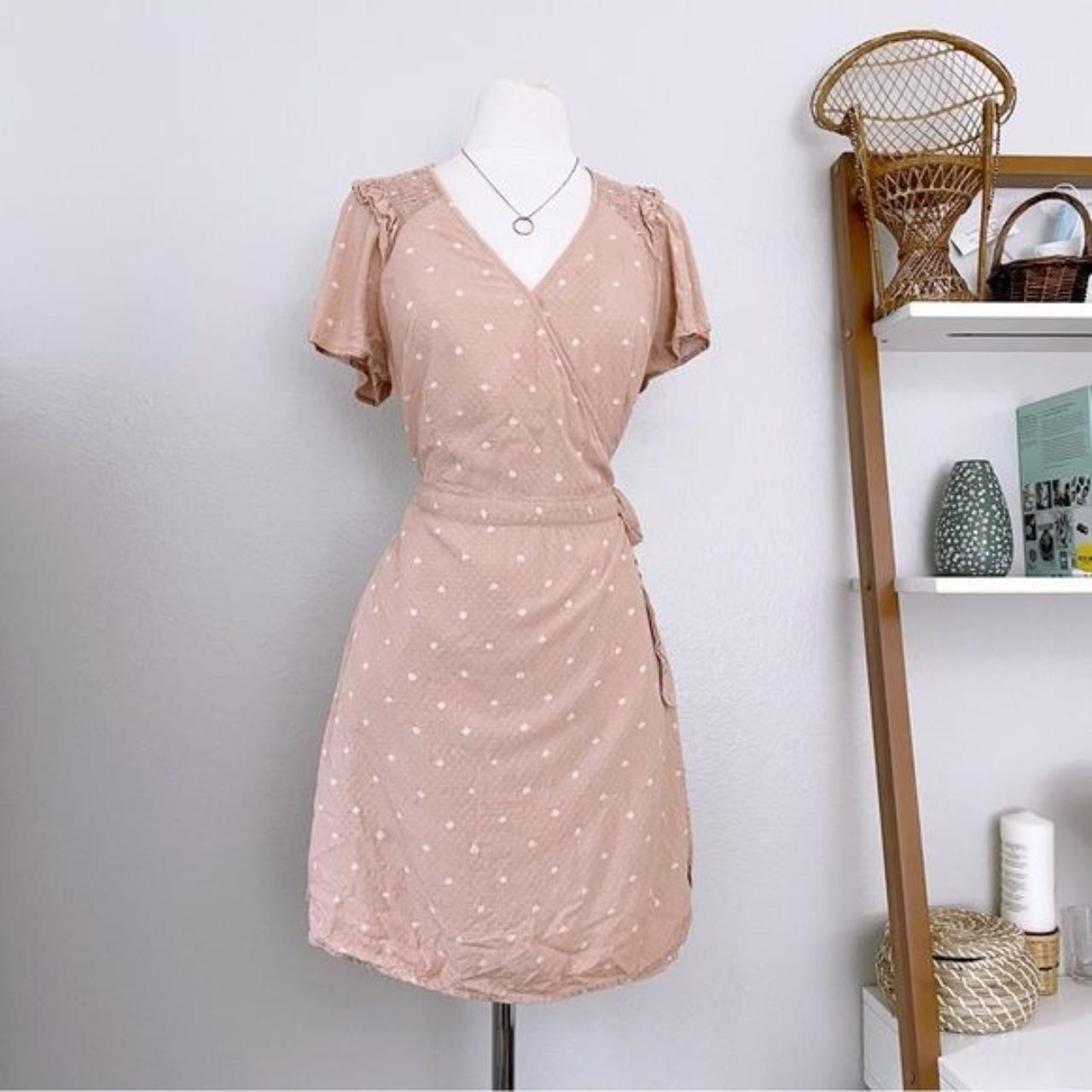 Dotted True Wrap Muted Pink Dress Universal Thread... Depop