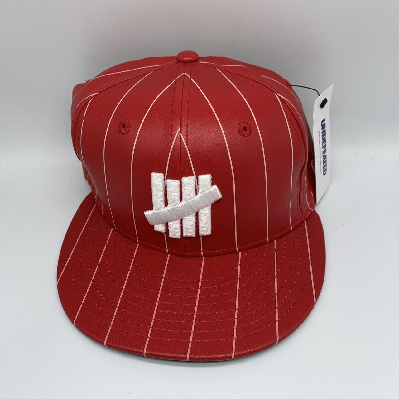 Undefeated Pinstripes Red 7 1/8 59Fifty New Era Hat... - Depop