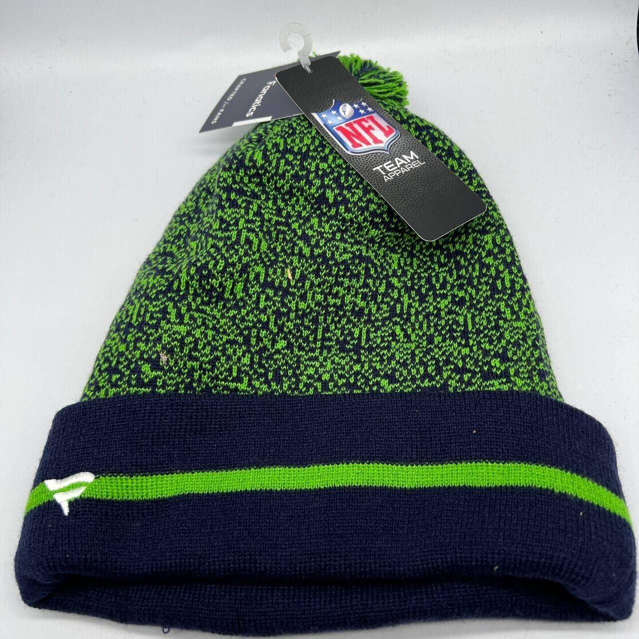 Seattle Seahawks NFL Fanatics Hat Beanie Pom Pom Cap... Depop