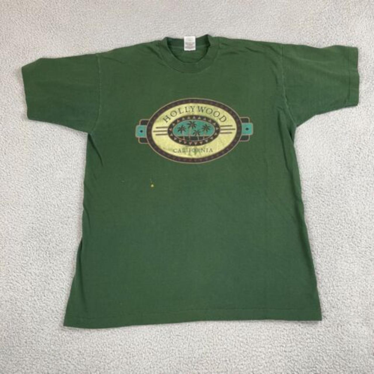 #Vintage #90S #Hollywood #California Green Shirt Men... - Depop