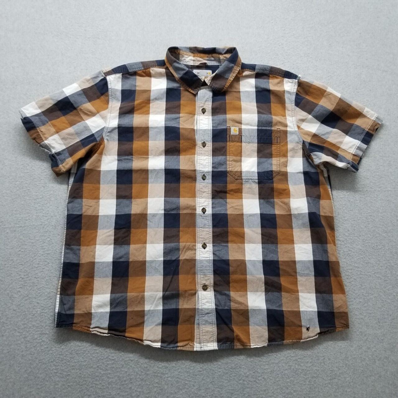 #Carhart #Shirt Mens 2XL Brown Check Button Up... - Depop