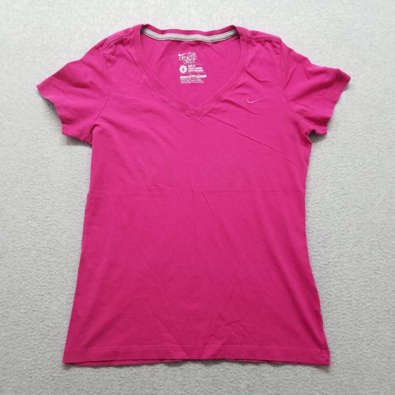 #Nike #Shirt Womens Large Pink #ShortSleeve V Neck... - Depop