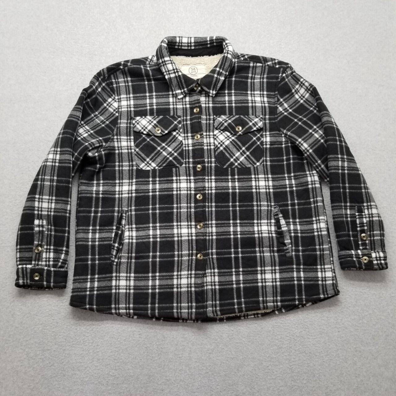 #Sage #Jacket Womens 2XL Black White Plaid Button Up... - Depop