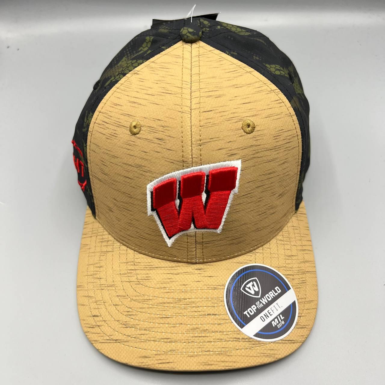 Wisconsin Badgers Hat Men M L Brown Camo Top of the