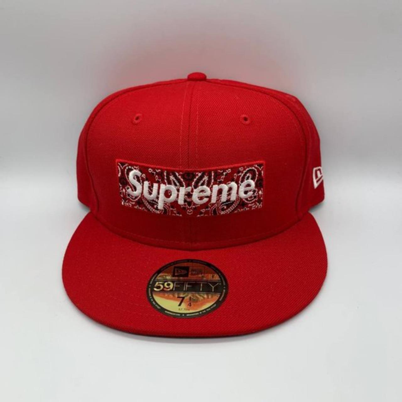 Supreme Box Logo Bandana 7 1/4 59Fifty New Era Red... - Depop