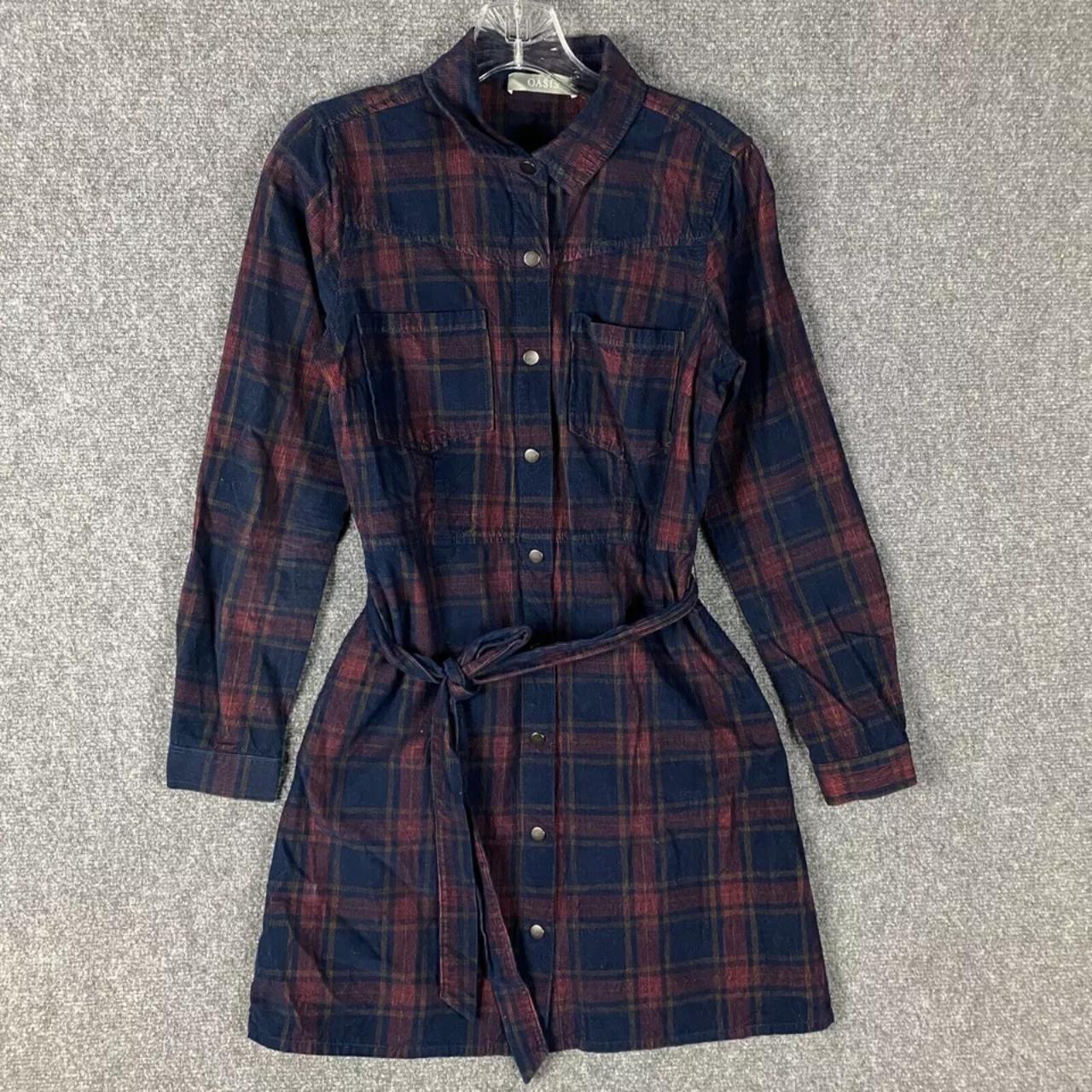 Oasis Shirt Dress Women s Size 10 Corduroy Plaid. Depop