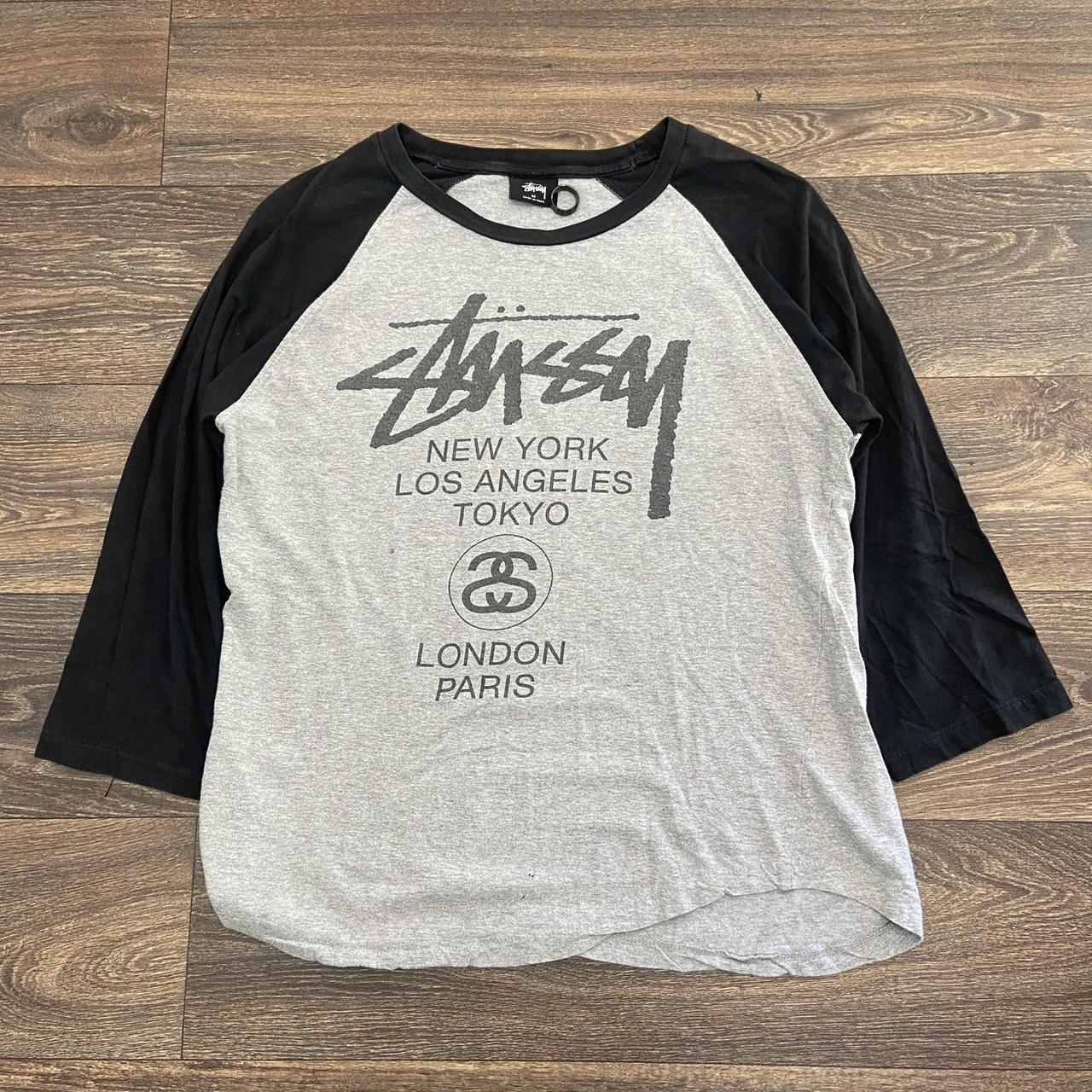 Stussy black discount baseball tee