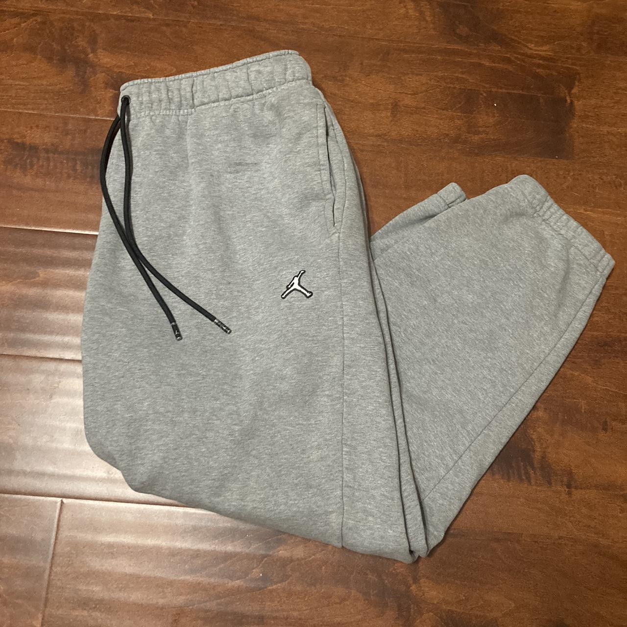 Air Jordans Flight Gray Logo Jogger Sweatpants.... Depop