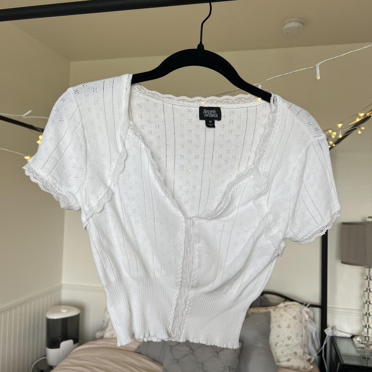 cutest white crop top, only used once or twice! 🧸 ... - Depop