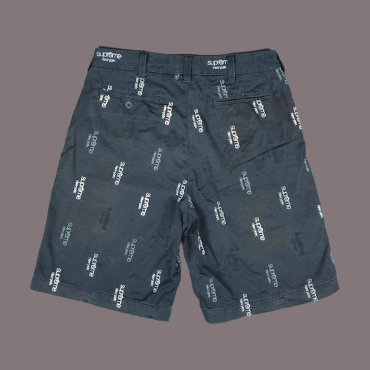 Supreme Men's Black Cotton Classic Logo Chino Shorts | Depop