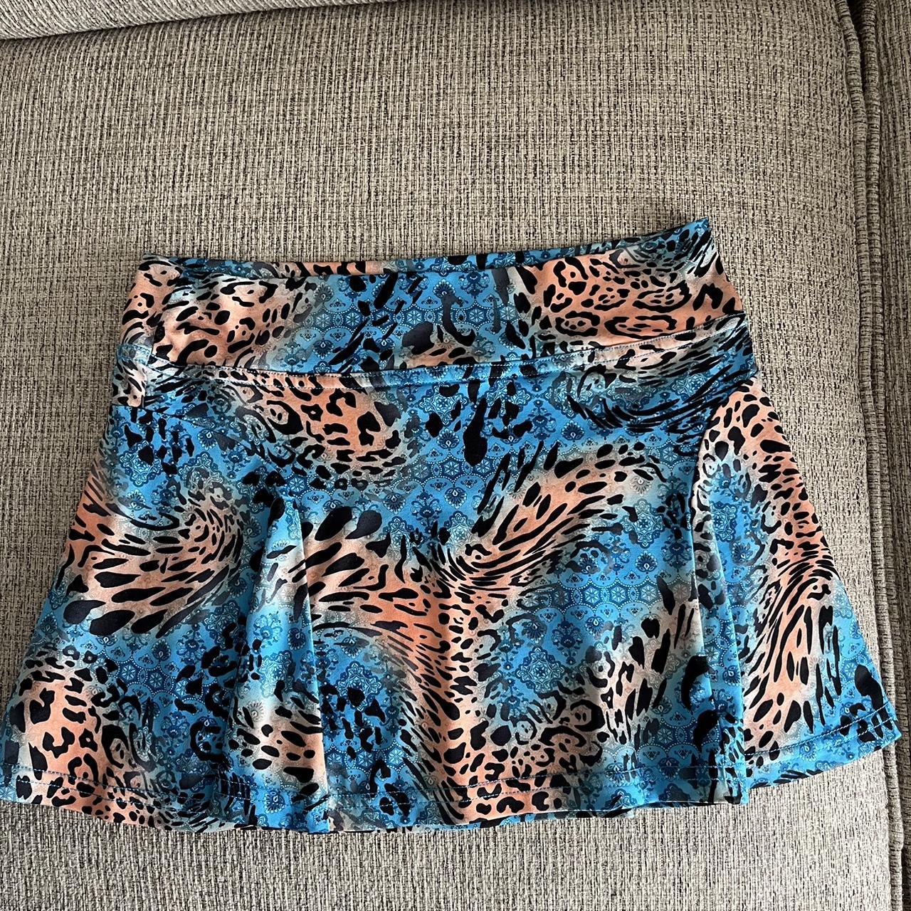 I.AM.GIA blue orange leopard print mini skirt SIZE. Depop