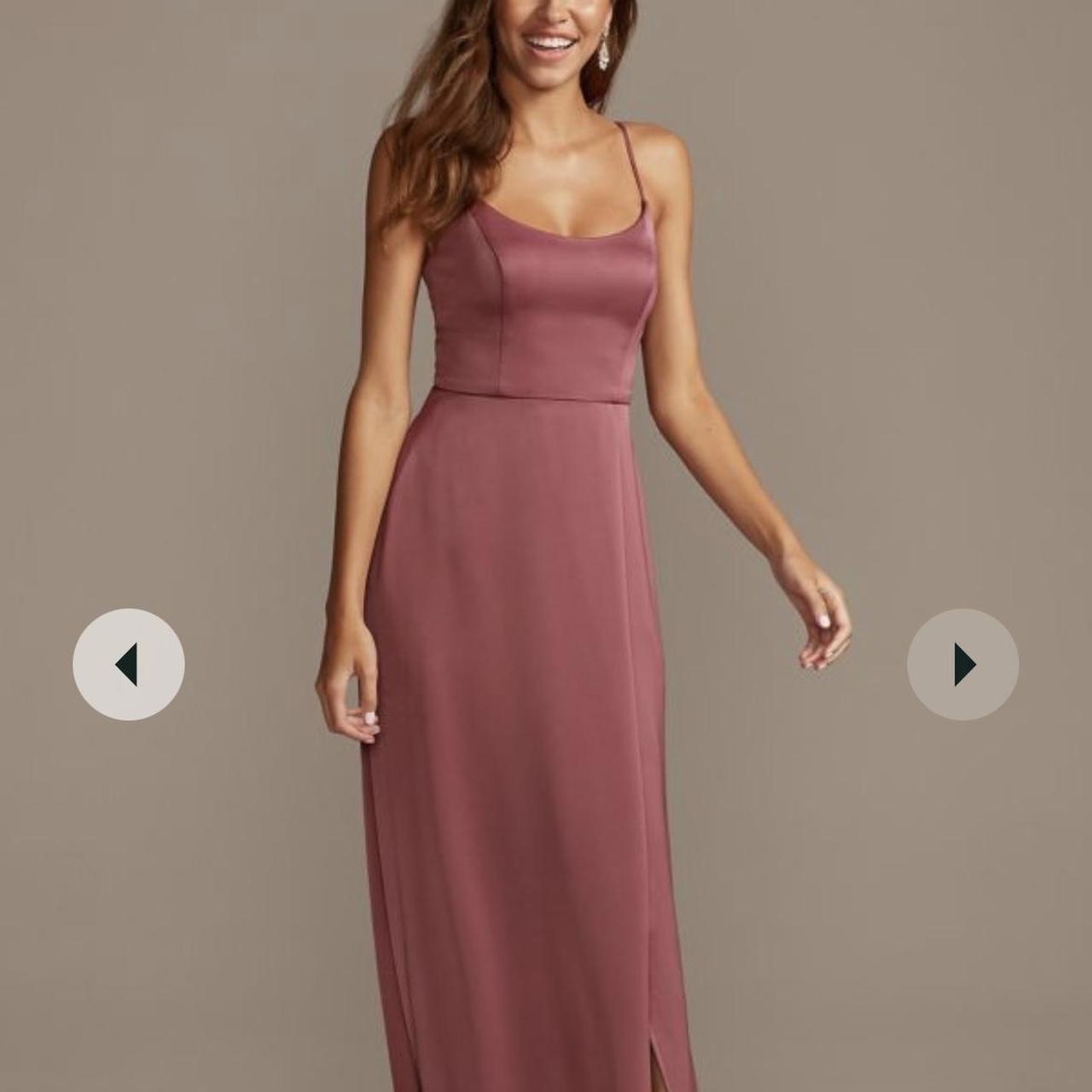 Long scoop neck spaghetti strap bridesmaid dress. Depop