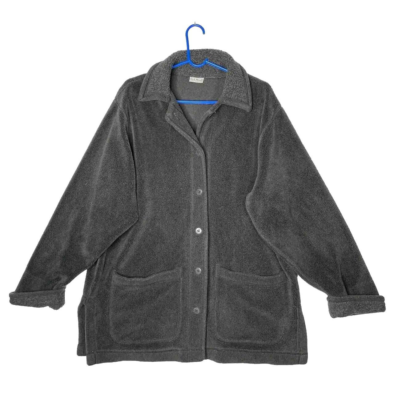 LL Bean Vintage Cardigan Teddy Jacket Green Gray XL... Depop