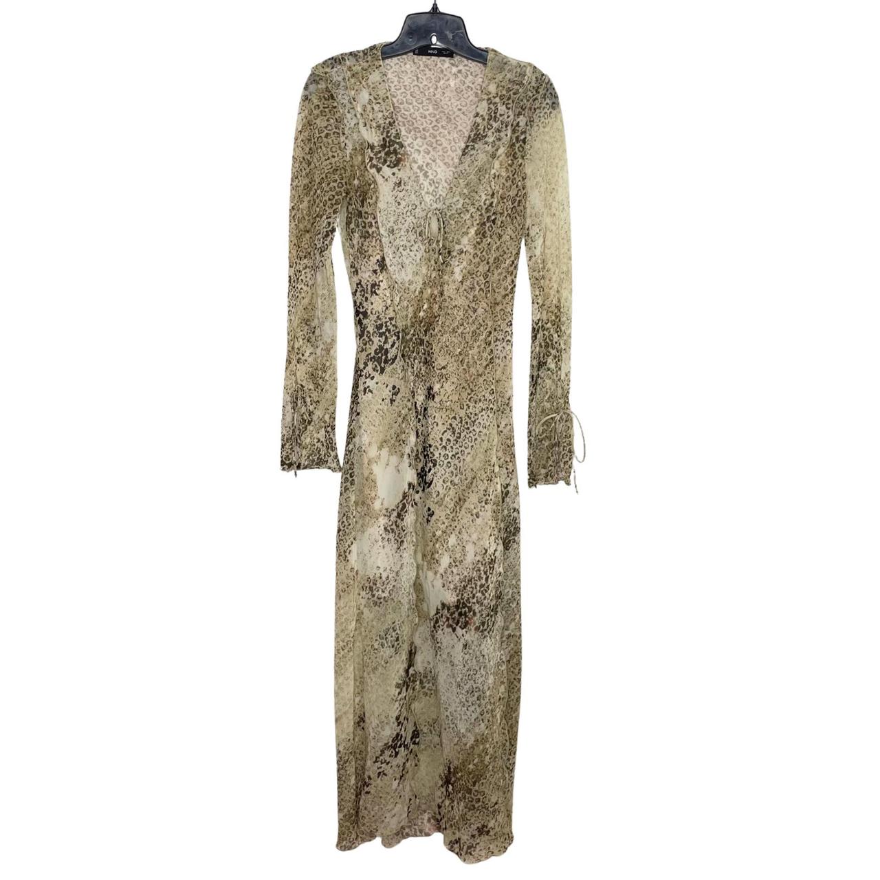 Mango Women's Maxi Dress - Cream/Brown - 4 – Y2K Mango Maxi Dress 4 Sheer Chiffon …