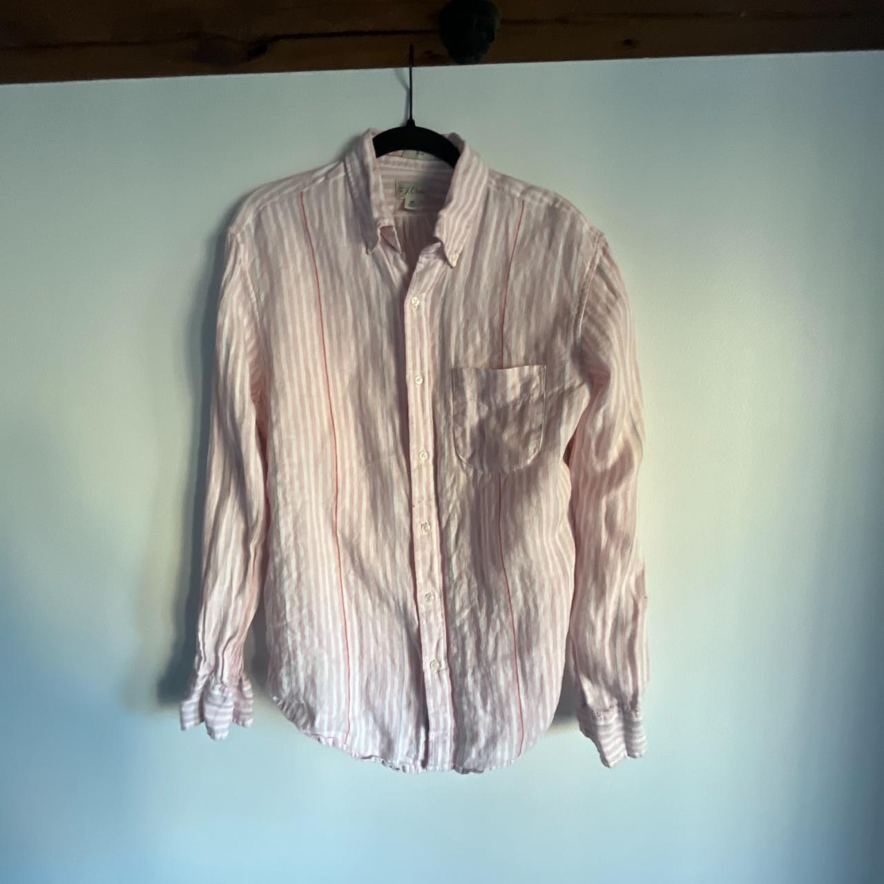 J. Crew irish linen shirt in white and pink. Think... - Depop