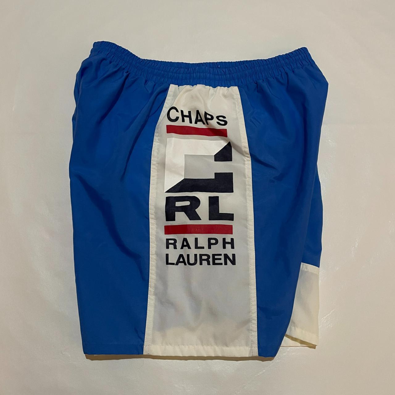 Vintage Chaps Ralph Lauren Blue/White Flag Swim... Depop