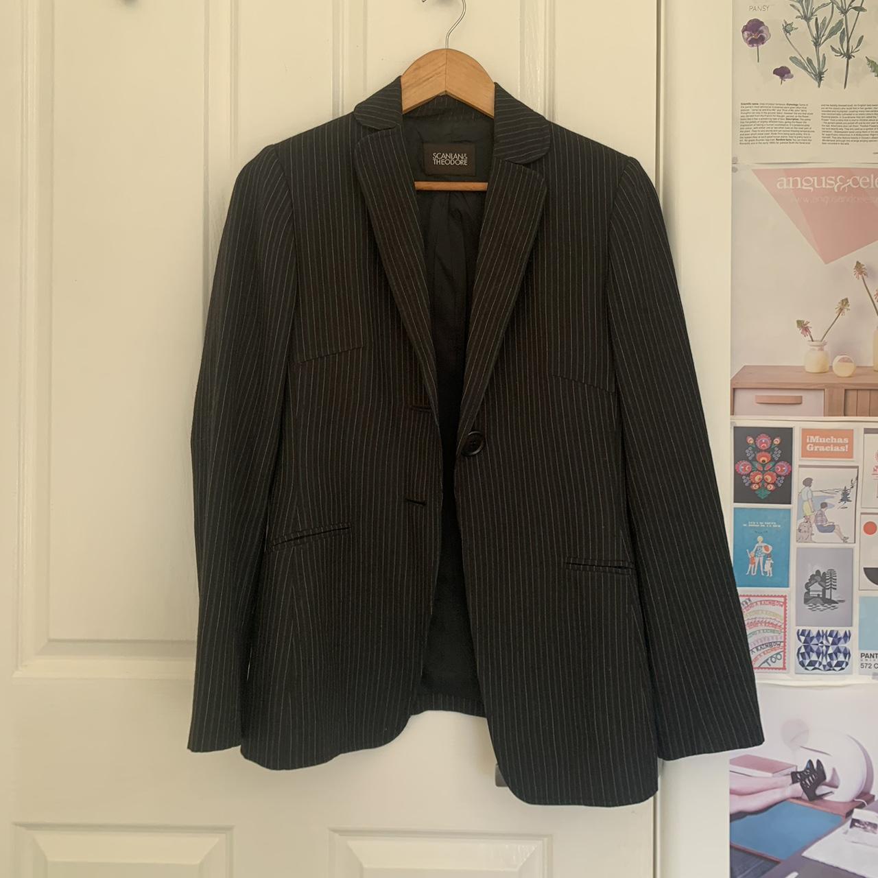 vintage scanlan theodore pinstripe blazer made in... - Depop