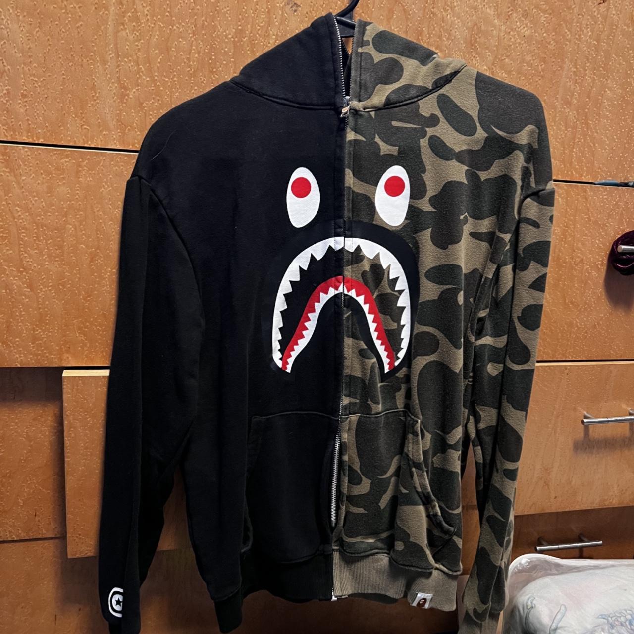 Bape half black half camo hoodie best sale