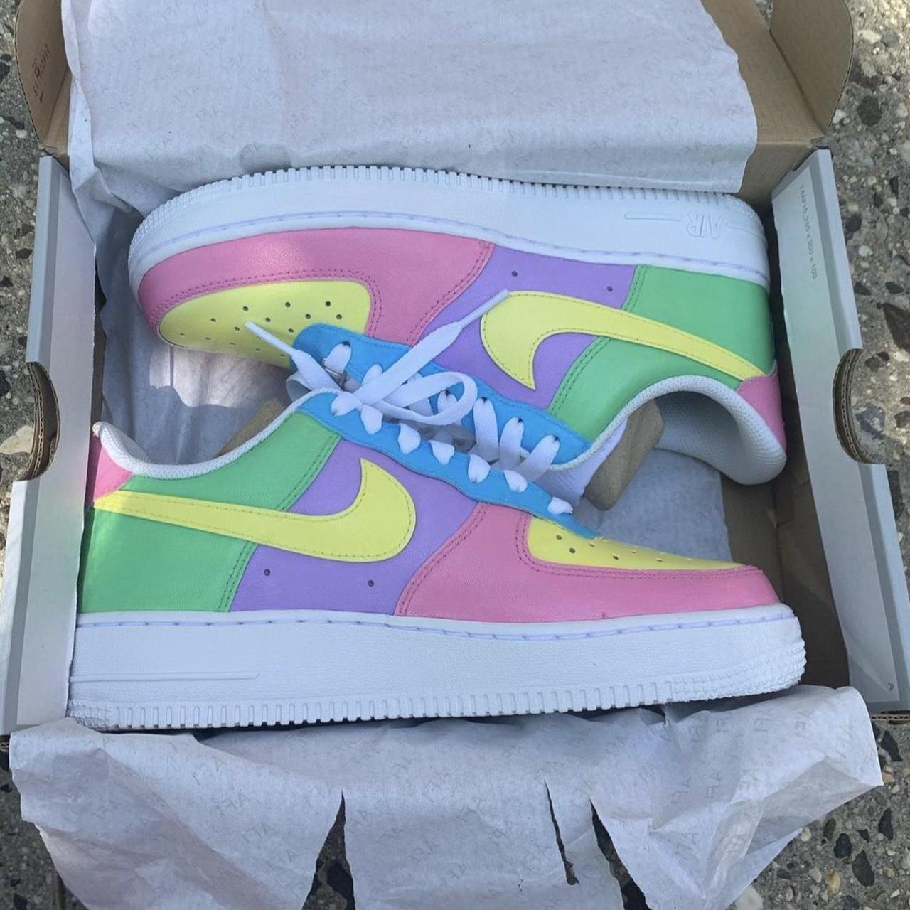 Custom Nike Air Force 1 pastel Blue Louis Vuitton LV - Depop